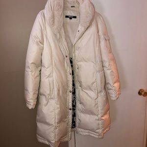 Cream Donna Karan 3/4 puffer jacket